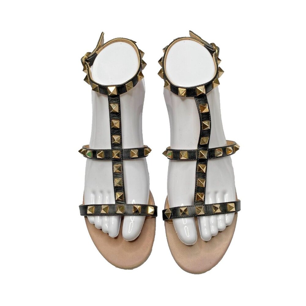 Valentino Garavani Women's EU 36 US 6 Rockstud Gladiator Flat Leather Sandals